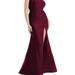 Cynthia & Sahar Cascading Bow One-Shoulder Stretch Satin Mermaid Dress With Slight Train - CS108 - Red - L