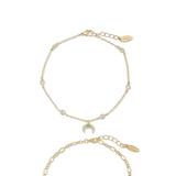 Ettika Blue Third Eye & Crystal Horn 18k Gold Plated Anklet Set of 2 - Gold - ONE SIZE ONLY