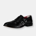 LIBERTYZENO Auburn Leather Oxford Style Monk Straps - Black - 10