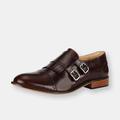 LIBERTYZENO Auburn Leather Oxford Style Monk Straps - Brown - 8
