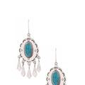 Ettika Turquoise Pendant Dangle Earrings In Antique Silver - Grey - ONE SIZE ONLY