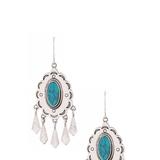 Ettika Turquoise Pendant Dangle Earrings In Antique Silver - Grey - ONE SIZE ONLY