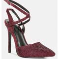 Rag & Co Charmer Rhinestone Embellished Stiletto Sandals In Burgundy - Red - US 10