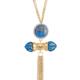 LuvMyJewelry Sunkissed Turquoise & Diamond Fringe Necklace In 14K Yellow Gold Plated Sterling Silver - Gold
