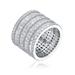 Genevive Genevive Sterling Silver Rhodium-Plated with Diamond Cubic Zirconia 5-Row Stacked Column Glamor Ring - Grey - 7