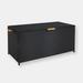 Sunnydaze Decor 75 Gallon Deck Box Resin Rattan Outdoor Indoor Storage Acacia Handles - Black