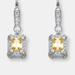 Genevive Sterling Silver Yellow Cubic Zirconia Halo Drop Earrings - Yellow - 9.3MM W X 1.25 INCHES L X D