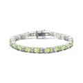 Genevive Sterling Silver with Colored Cubic Zirconia Tennis Bracelet. - Green - 8