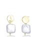 Genevive Very Stylish Sterling Silver With 14k Yellow Gold Plating With Genuine Freshwater Pearl Dangling Earrings - Gold