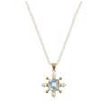 Freya Rose Seed Pearl Necklace With Blue Topaz Cross Pendant - Gold
