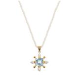 Freya Rose Seed Pearl Necklace With Blue Topaz Cross Pendant - Gold