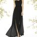 Social Bridesmaid Strapless Draped Bodice Maxi Dress with Front Slits - 8159 - Black - 8