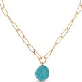Ettika Single Pearl Open Links 18k Gold Plated Chain Necklace - Blue