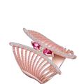 Genevive Sterling Silver Rose Gold Plated Red Cubic Zirconia Accent Butterfly Design Setting Ring - Pink - 7