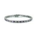 Genevive Genevive Sterling Silver with Amethyst and Diamond Cubic Zirconia Square Link Tennis Bracelet - Purple