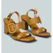 Rag & Co Swift Big Buckle Tan Leather Slingback Sandal - Brown - US 10