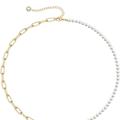 Rachel Glauber Rachel Glauber 14K Gold Plated Initial Pearl Link Chain Necklace - Gold - V