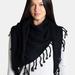 Quinn Dropped Needle Cashmere Scarf - Black