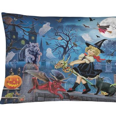 Caroline's Treasures 12 in x 16 in Outdoor Throw Pillow Littlest Witch's Halloween Party Canvas Fabric Decorative Pillow