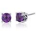 Pero Amethyst Stud Earrings Sterling Silver Round Shape - Grey