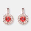 Genevive Genevive Sterling Silver Rose Gold Plated Red Cubic Zirconia Round Drop Earrings - Red - 16MM