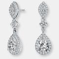 Genevive Genevive Sterling Silver Cubic Zirconia Accent Dangle Earrings - Grey - 32MM