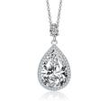 Genevive Sterling Silver Cubic Zirconia Accent Drop Necklace - White - 18