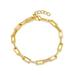 Rachel Glauber 14k Gold Plated With Diamond Cubic Zirconia Rectangular Cable Link Adjustable Bracelet - Gold