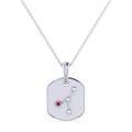 LuvMyJewelry Cancer Crab Ruby & Diamond Constellation Tag Pendant Necklace in Sterling Silver - Grey