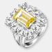 Genevive Sterling Silver Yellow Cubic Zirconia Halo Coctail Ring - Yellow - 8