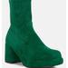 Rag & Co Two Cubes Dark Green Stretch Suede Ankle Boots - Green - US 10