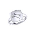 LuvMyJewelry Gemini Twin Moonstone & Diamond Constellation Signet Ring In Sterling Silver - Grey - 8.5