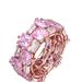 Genevive GV Sterling Silver 18k Rose Gold Plated with Pink Ice & Cubic Zirconia Chunky Double Row Eternity Band Ring - Pink - 7