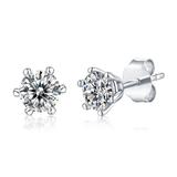 Stella Valentino Sterling Silver with 0.50ctw Lab Created Moissanite Round Solitaire Stud Earrings - White - 14.5