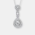 Genevive Sterling Silver With Rhodium Plated Pear And Round Cubic Zirconia Accent Drop Pendant Necklace - Grey - 18