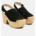 Rag & Co Vendela Leather Slingback Platform Sandal in Black - Black - 7