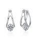 Stella Valentino Sterling Silver With 1.50ctw Lab Created Moissanite Solitaire Double Hoop Earrings - Grey