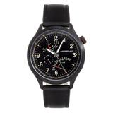 Morphic Watches M44 Series Dual-Time Leather-Band Watch With Retrograde Date - Black - 44MM