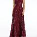 Dress The Population Anabel Sequin Embroidered Gown - Red - L