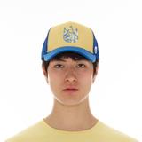 Cult of Individuality Clean Logo Mesh Back Trucker Curved Visor Cap In Vintage Yellow - Yellow