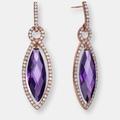 Genevive GENEVIVE Sterling Silver Rose Gold Plated Amethyst Cubic Zirconia Teardrop Earrings - Purple - 12.5MM W X 49MM L X 1.75 D