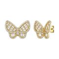 Rachel Glauber 14k Gold Plated Diamond Cubic Zirconia Clusters Butterfly Stud Earrings - Gold