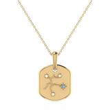 LuvMyJewelry Sagittarius Archer Blue Topaz & Diamond Constellation Tag Pendant Necklace In 14K Yellow Gold Vermeil On Sterling Silver - Gold