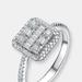 Genevive Sterling Silver Cubic Zirconia Square Engagement Ring - Grey - 6