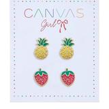 Canvas Style Madeleine Strawberry & Pineapple Children's Stud Earrings - Set Of 2 - Gold