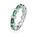 Genevive Sterling Silver With Emerald & Diamond Cubic Zirconia Chunky Eternity Band Ring - Grey - 8