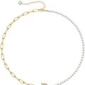 Rachel Glauber Rachel Glauber 14K Gold Plated Initial Pearl Link Chain Necklace - Gold - U