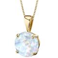 Peora 14 Karat Yellow Gold Round Created Opal Solitaire Pendant - Gold