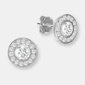 Genevive Genevive Sterling Silver Cubic Zirconia Round Stud Earrings - White - 8MM W X 8MM L X 2.97 D