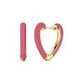 Rachel Glauber Rachel Glauber Children's 14k Gold Plated with Magenta-Red Enamel Inlay Heart Hoop Earrings - Orange